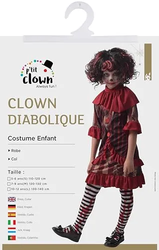 P'tit Clown clown killer costume bambina 10-12 anni