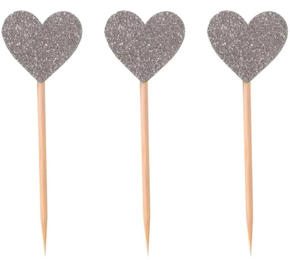 P'tit Clown re22729 puntine cuore argento 7,5 cm 12 pezzi