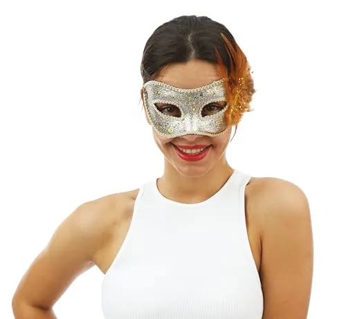 P'tit Clown 23378 maschera veneziana lustrini e piume