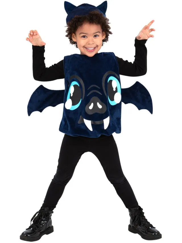 Smiffys Pipistrello Costume Bimbo Blu Nero 1-4 Anni
