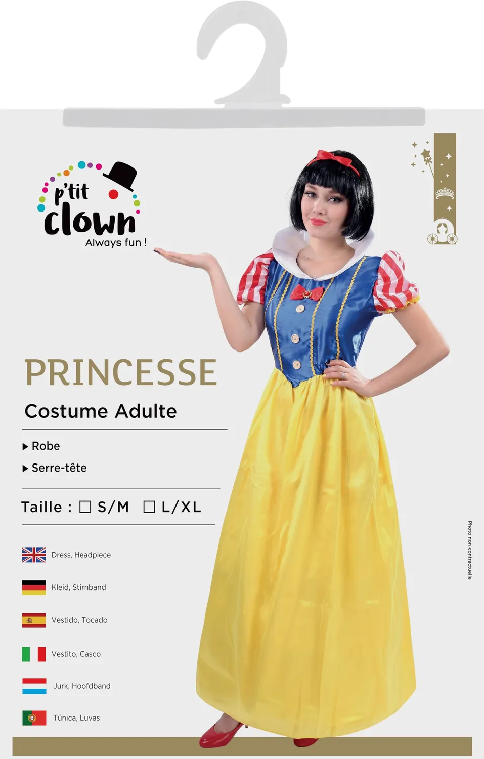 P'tit Clown Costume Principessa Adulto L/XL Giallo Blu