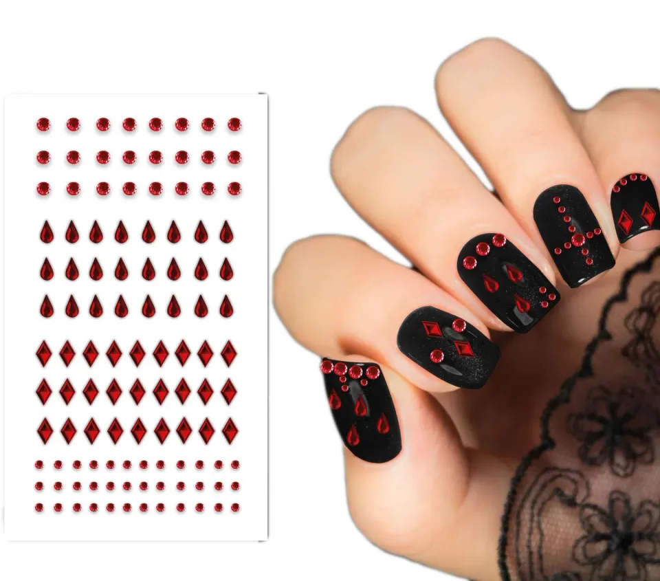Guirca sticker unghie 6x9 cm argento rosso halloween