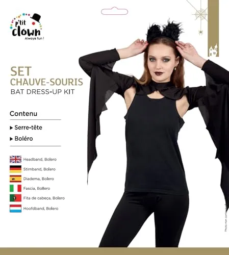 P'tit Clown 22184 Set Pipistrello Cerchietto Bolero Nero