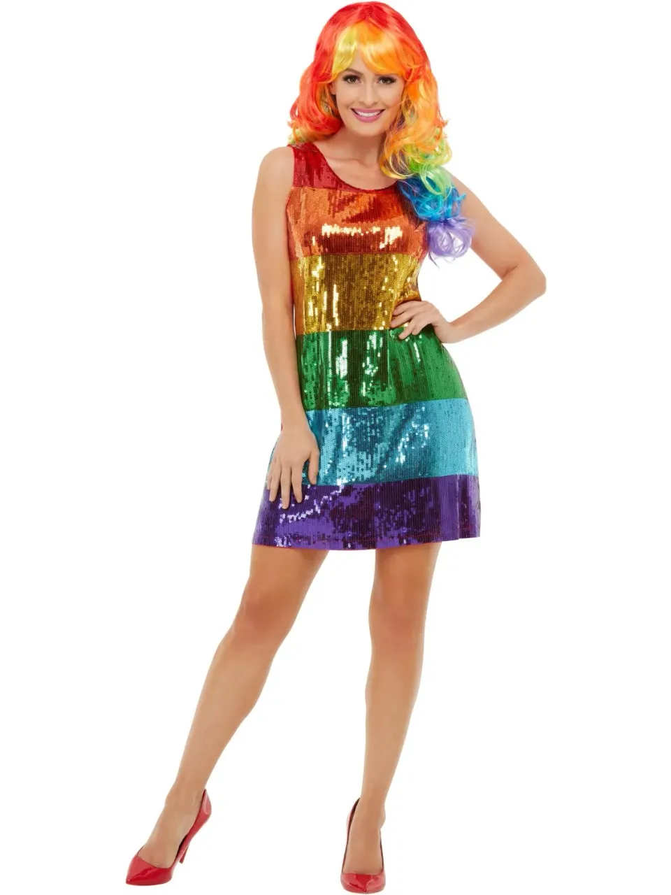 Smiffys All That Glitters costume rainbow paillettes donna