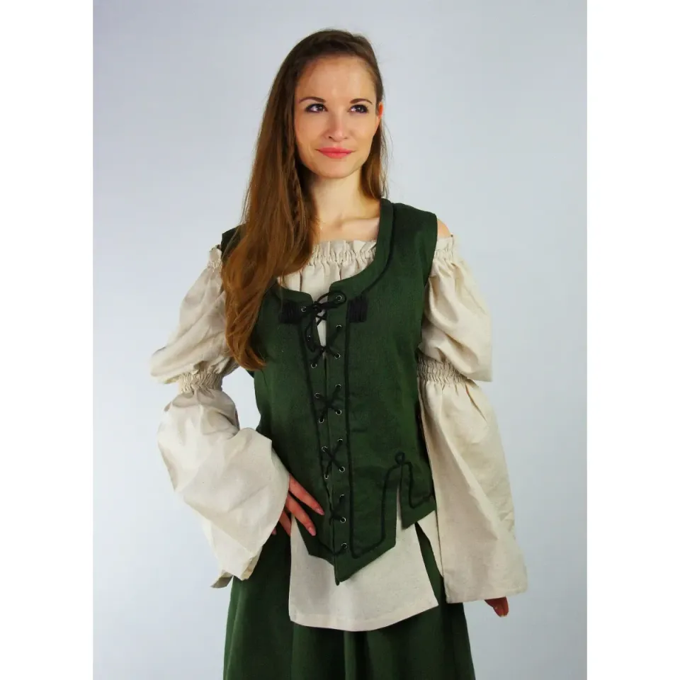 La Bottega di Merlino Gilet Selma Verde cotone ricamato