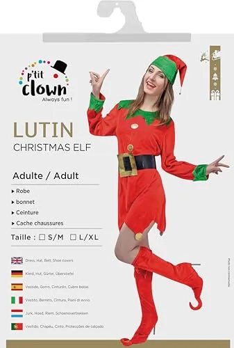 P'tit Clown Lutin costume elfo Natale donna adulto verde