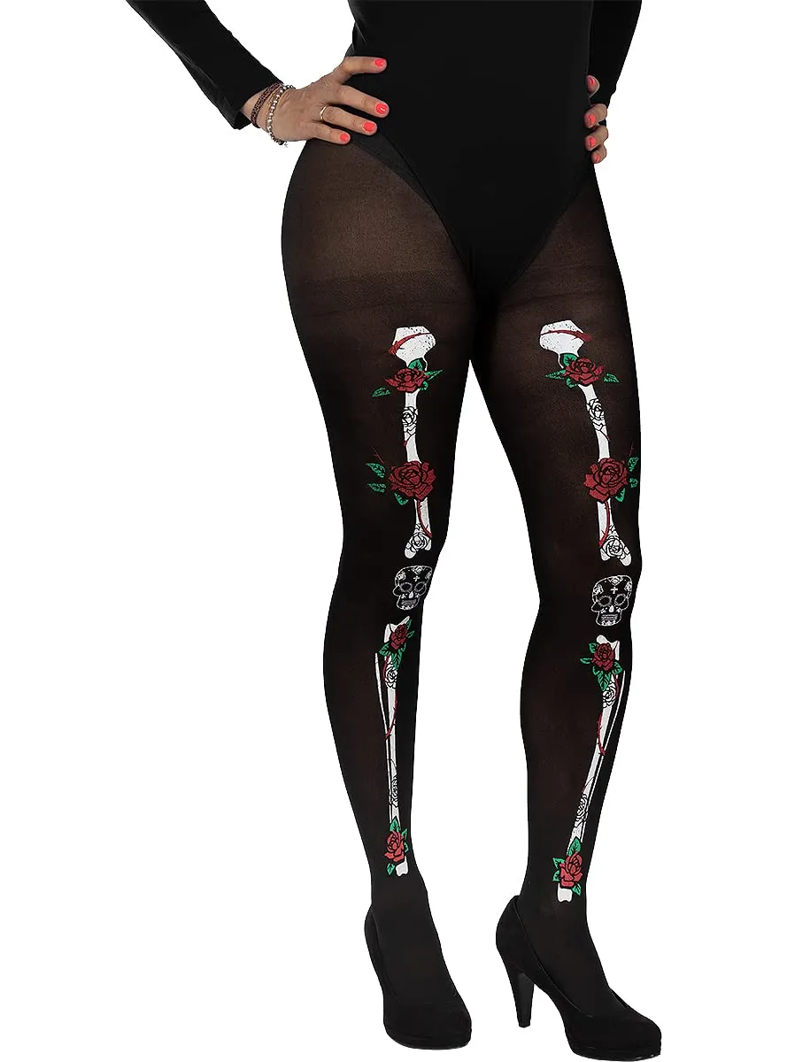 Funidelia Catrina Calze Scheletro Donna Nere Day of the Dead