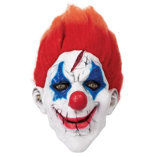 P'tit Clown maschera clown integrale adulto lattice bianca capelli