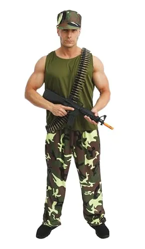 P'tit Clown Travestimento Soldato Mimetico Costume Uomo L-XL