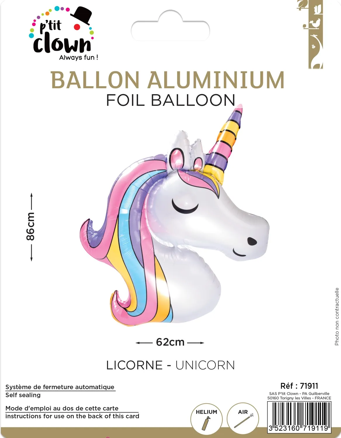 P'tit Clown unicorno palloncino alluminio compleanno