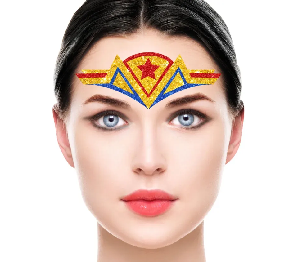 Guirca Wonder Woman gemme viso adesive eroina