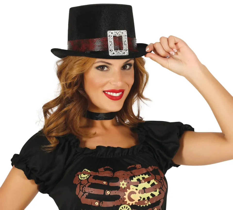 Fiestas Guirca Cilindro Nero Cappello Velluto Taglia Unica