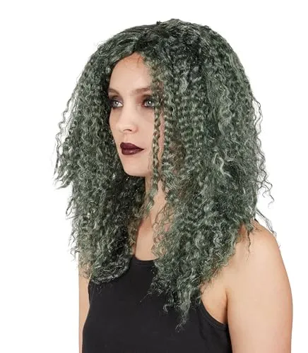 P'tit Clown re22173 Parrucca Strega Ricci Verde Adulto