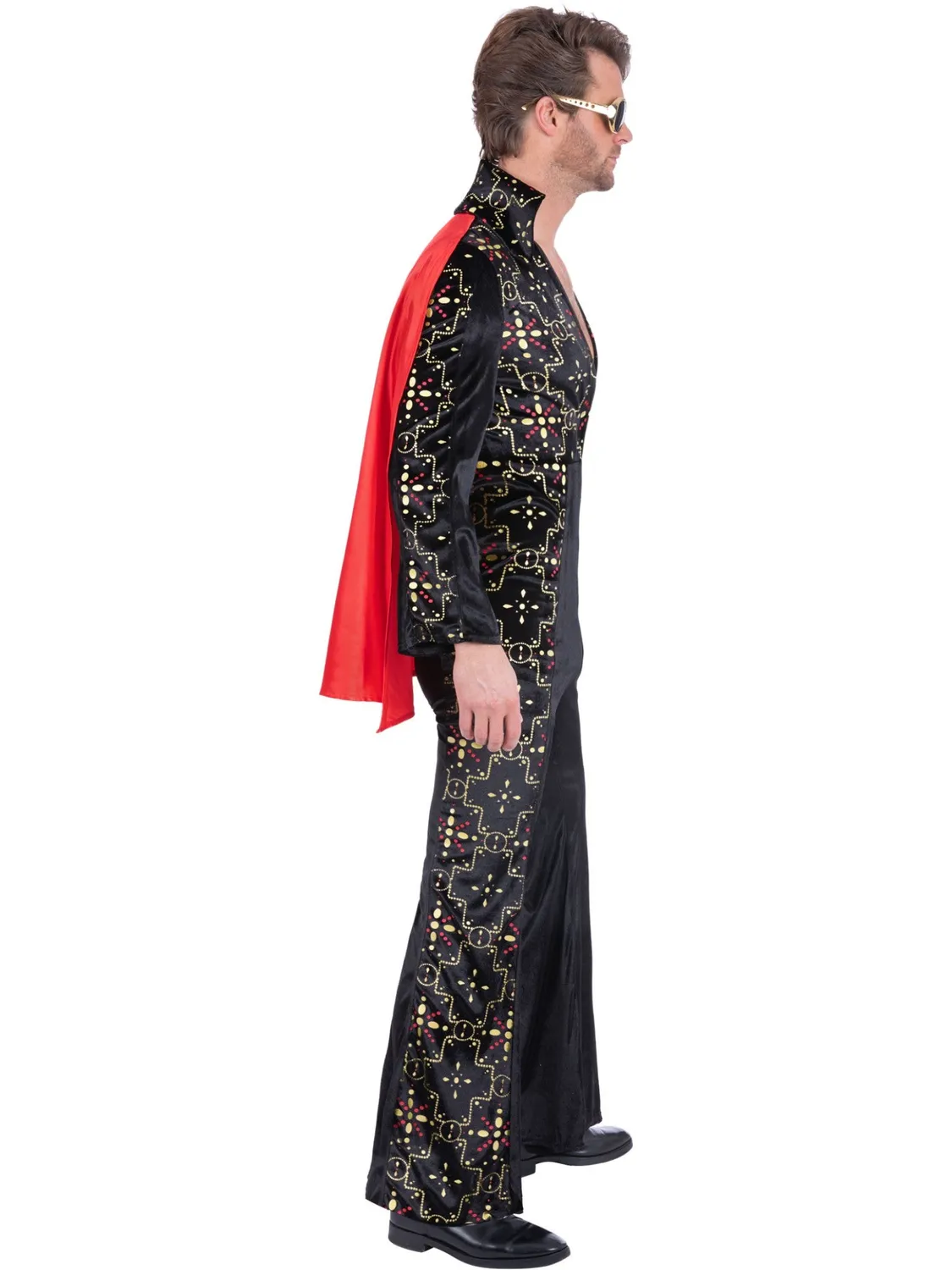 Smiffys Elvis Black costume uomo nero M strass