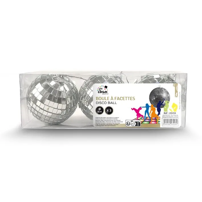 P'tit Clown 23458 Palline Specchiate 8 cm Set 3 Pezzi