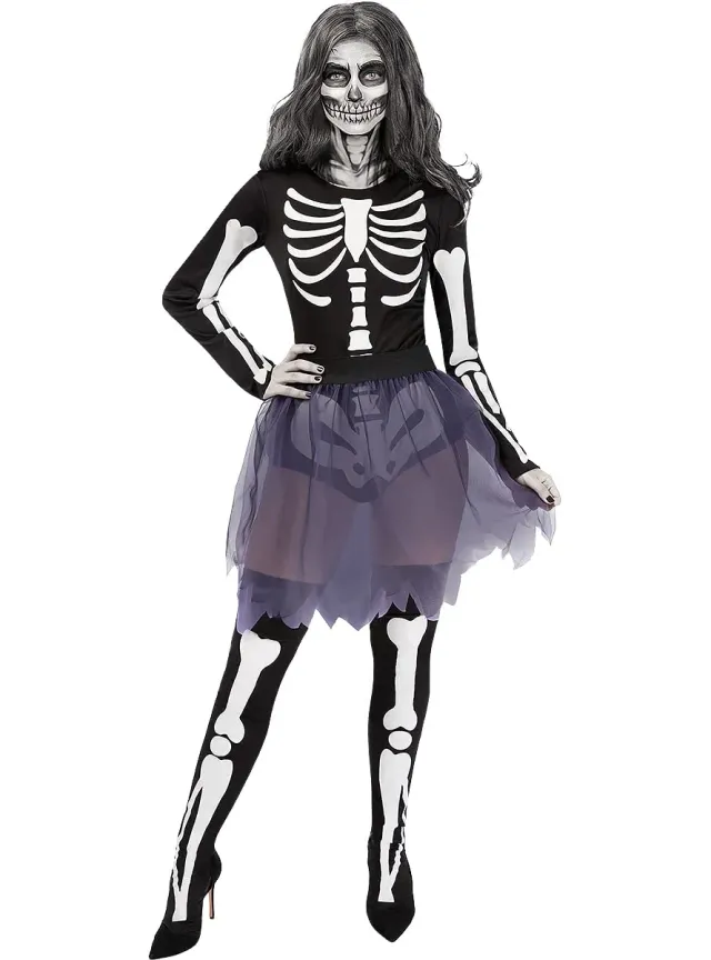 Funidelia Costume da Scheletro Donna Nero Halloween