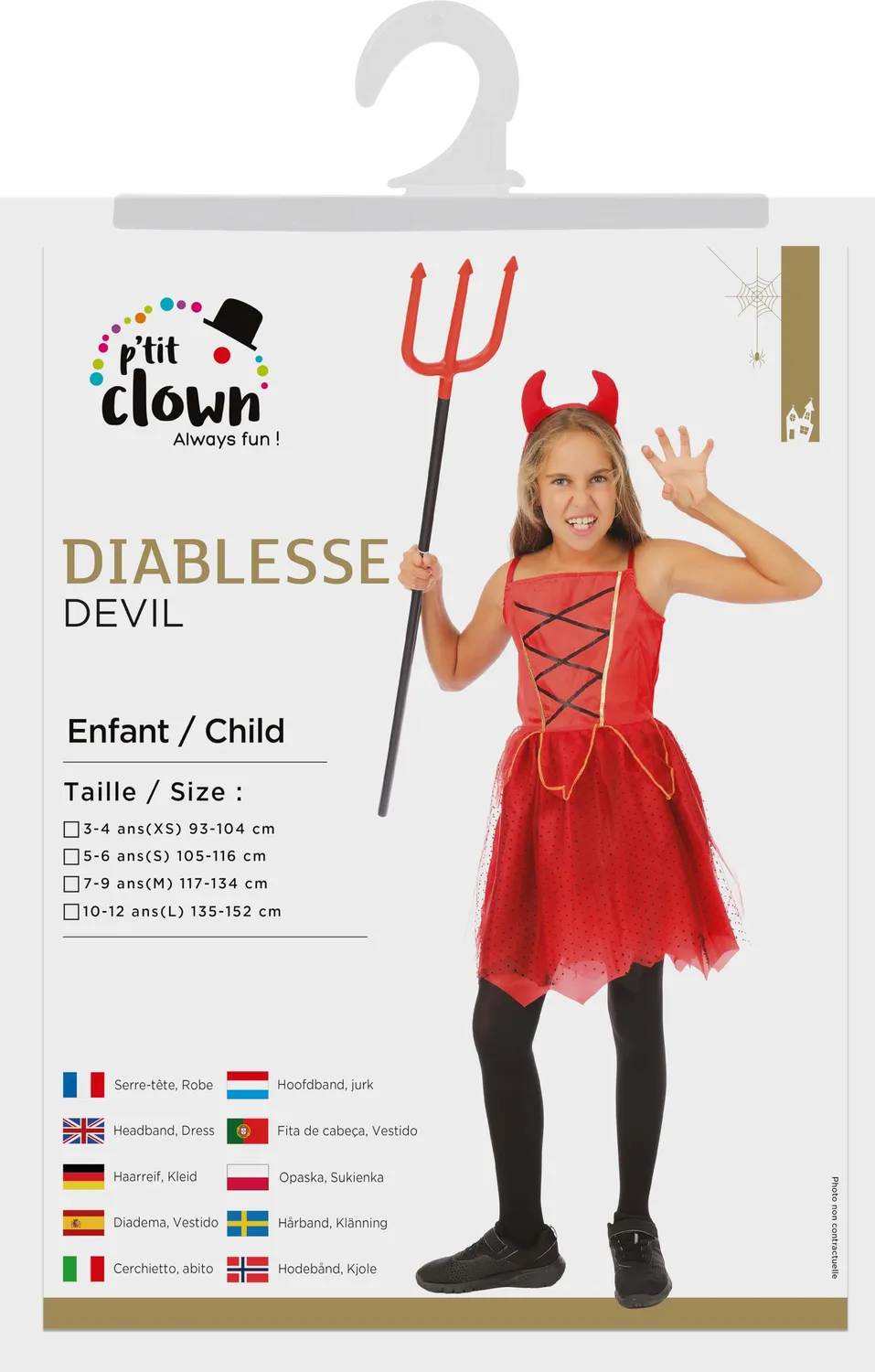 P'tit Clown Diablesse Costume Bambina Rosso Diavoletta