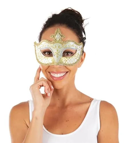 P'tit Clown Lupo Veneziano maschera bianco plastica