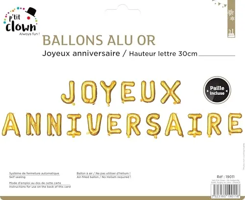 P'tit Clown Buon Compleanno palloncino oro