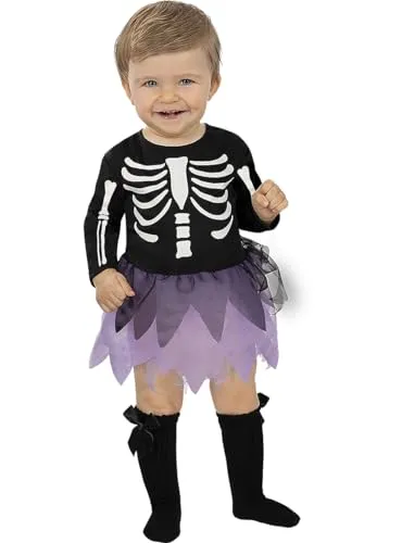 Funidelia scheletro bebè costume 0-6 mesi nero horror
