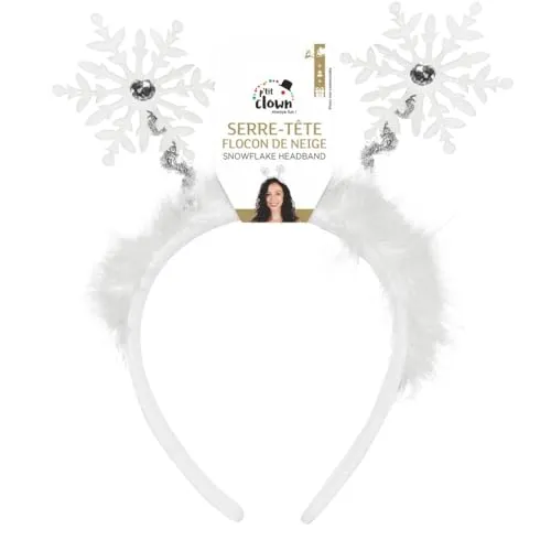 P'tit Clown re22833 Cerchietto Fiocchi di Neve Bianco Adulti