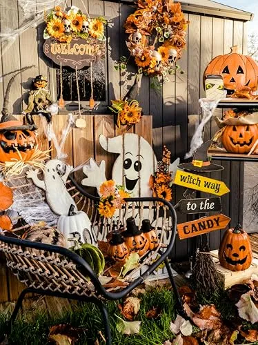 P'tit Clown re22967 zucca legno luminosa 32 cm Halloween