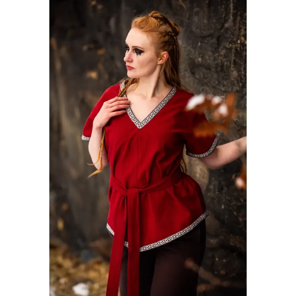 La Bottega di Merlino Matilda tunica donna rossa cotone