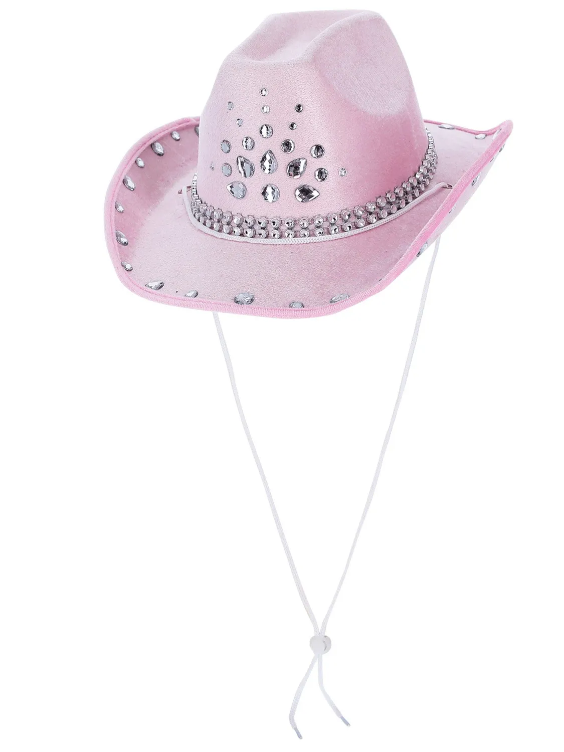 Smiffys Cowboy Cappello Rosa Strass Donna Unico