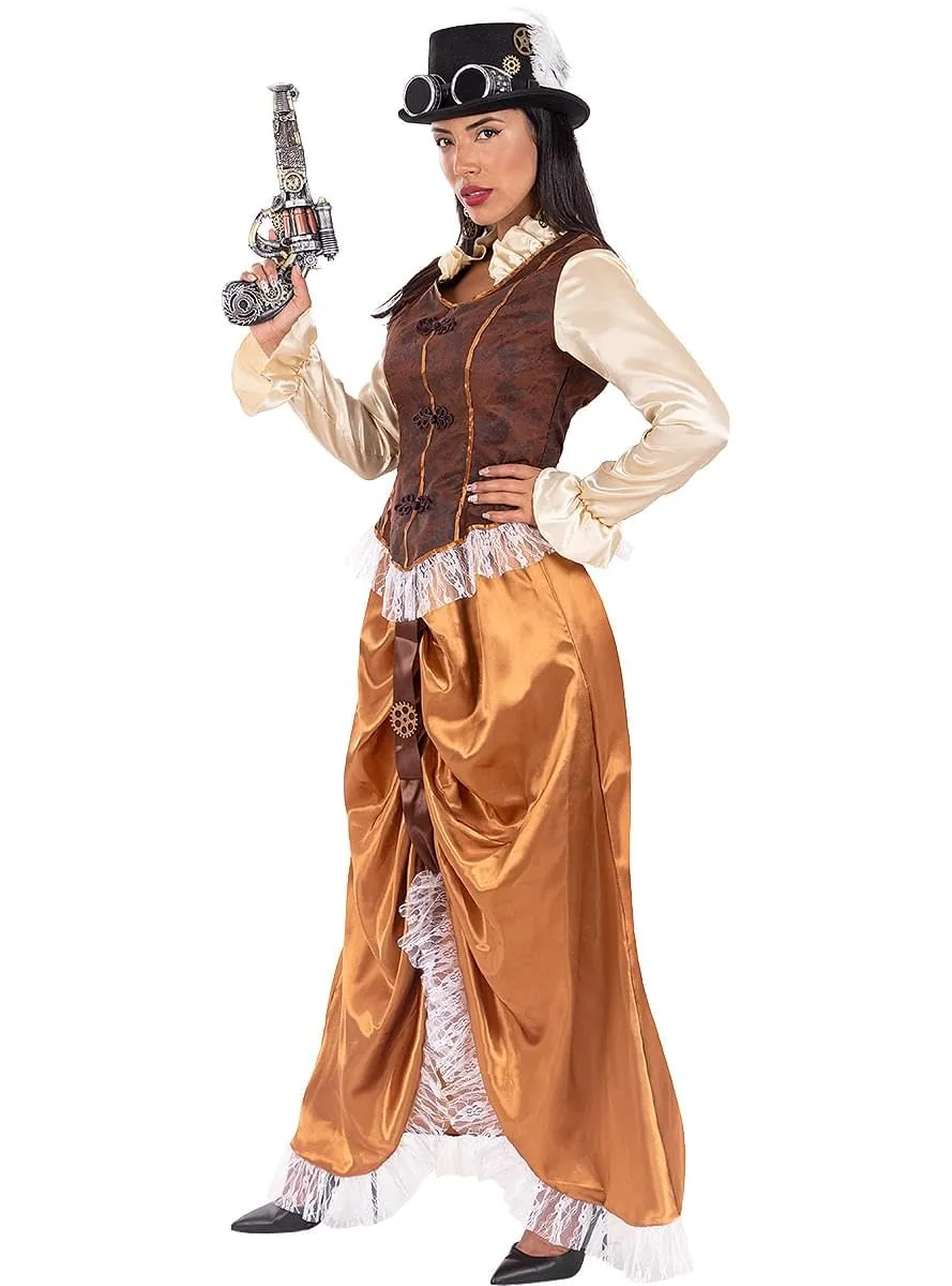 Funidelia Steampunk costume donna lungo marrone