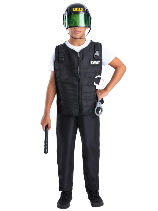 Smiffys Swat costume bambino nero 4-6 anni set