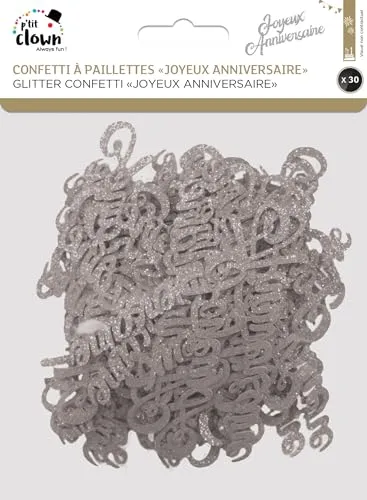 P'tit Clown re22727 coriandoli glitter argento set 30 pezzi