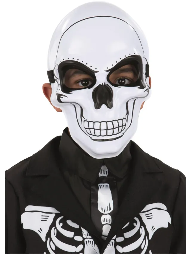Smiffys Kids Skeleton maschera teschio bambini bianco nero