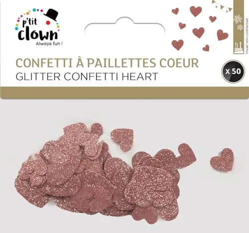 P'tit Clown re22732 coriandoli cuore rosa 50 pezzi glitter