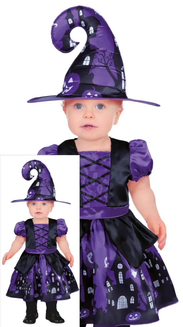 Fiestas Guirca Strega Viola costume bambina 18-24 mesi cappello