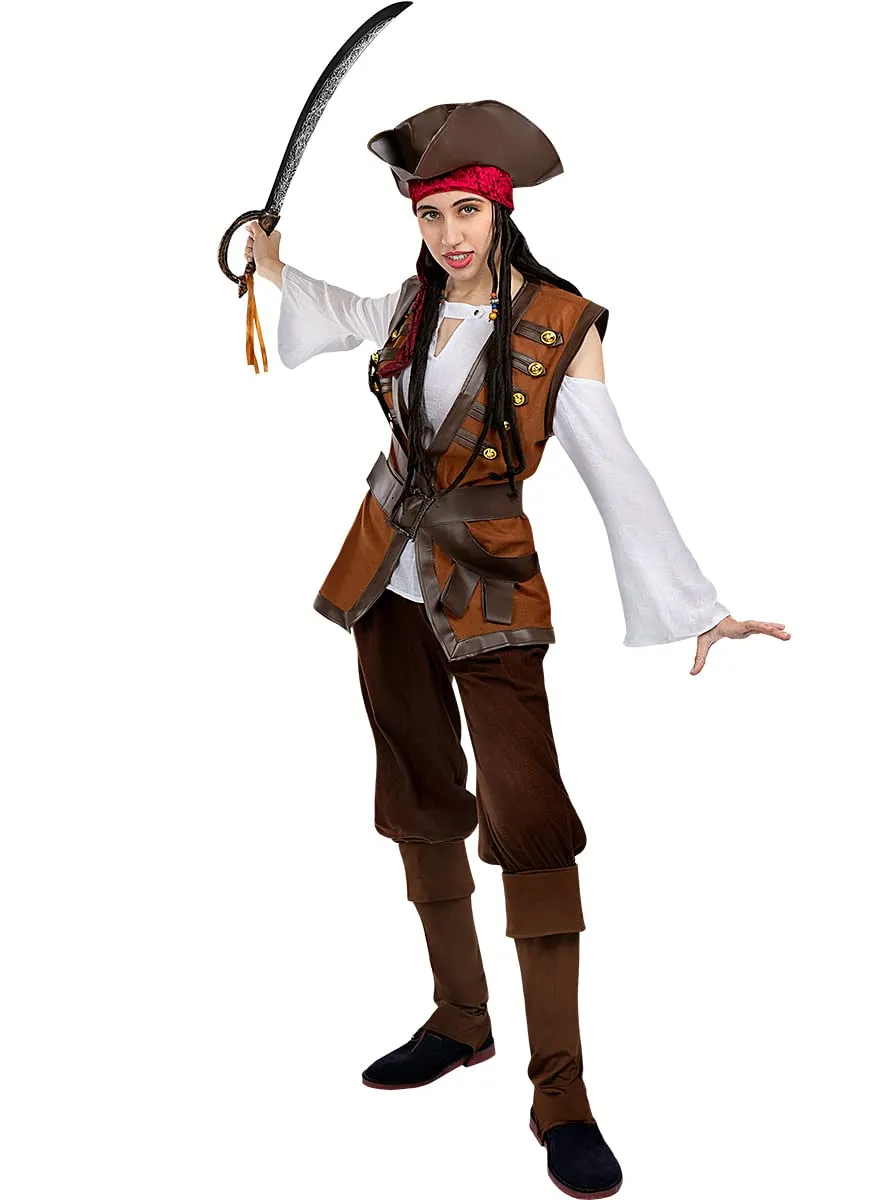 Funidelia costume pirata Caraibi donna XXL marrone