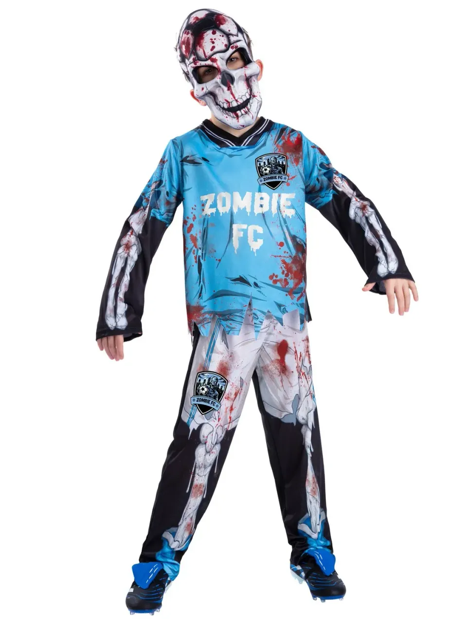 Smiffys Zombie FC costume calciatore scheletro blu 10-12 anni