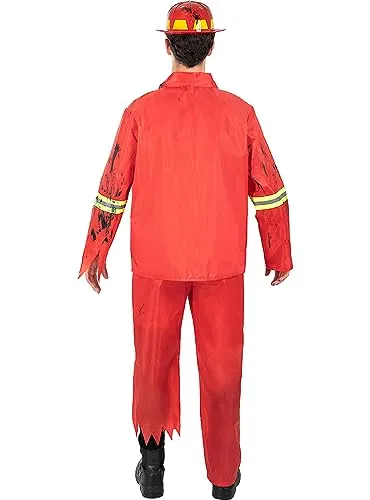Funidelia costume pompiere zombie uomo rosso Halloween
