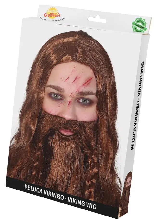 Guirca Knutt parrucca vichinga con barba travestimento