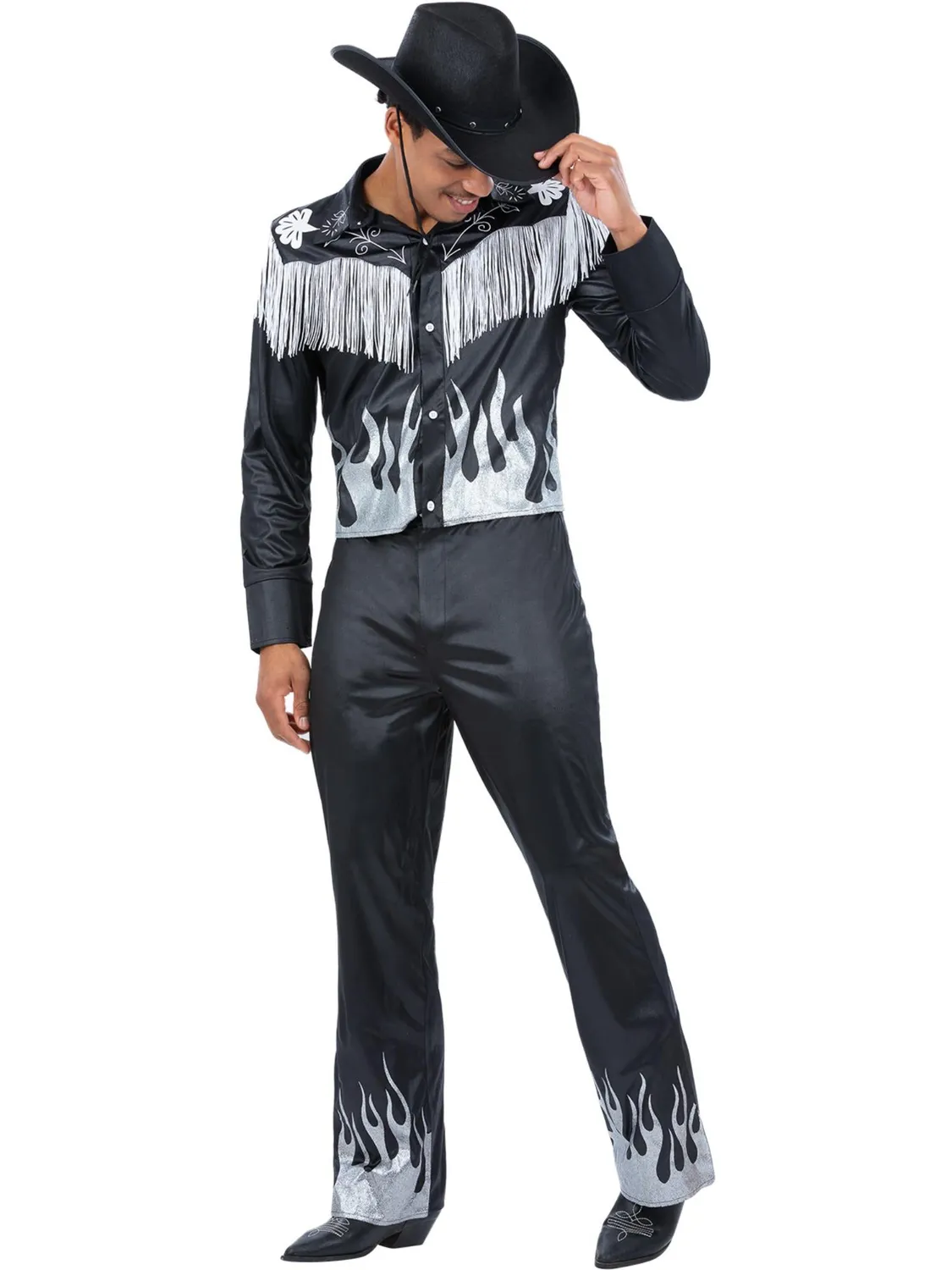 Smiffys Glamorous Cowboy costume uomo nero con frange