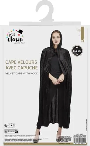 P'tit Clown 16211 Mantello Velluto Nero con Cappuccio