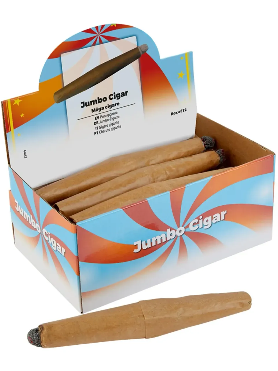 Smiffys Jumbo Cigar sigaro finto box 12 pezzi marrone