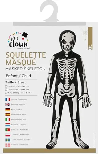P'tit Clown 22071 costume scheletro bambino 5/6 anni maschera
