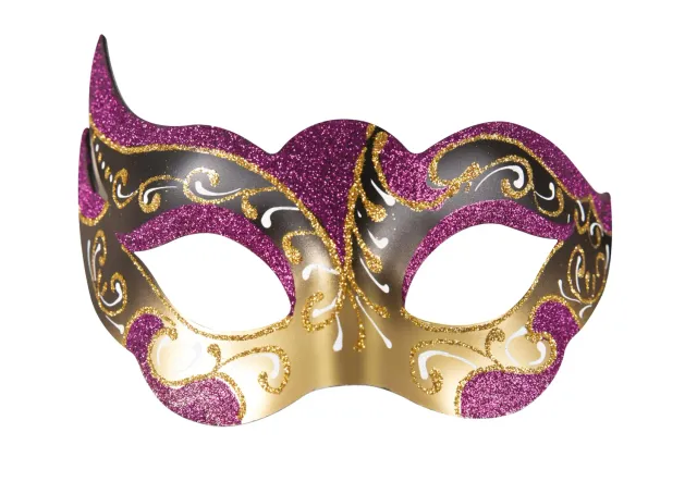 P'tit Clown 23404 maschera veneziana rosa oro adulto