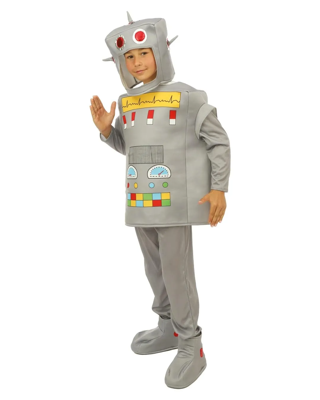 P'tit Clown costume robot bambino 7-9 anni grigio completo