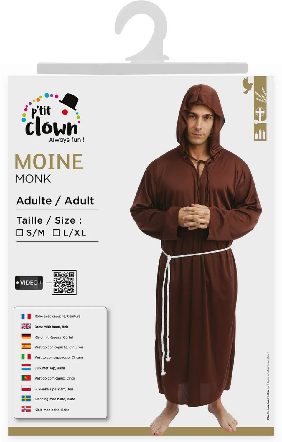 P'tit Clown costume monaco adulto L-XL tunica medioevo