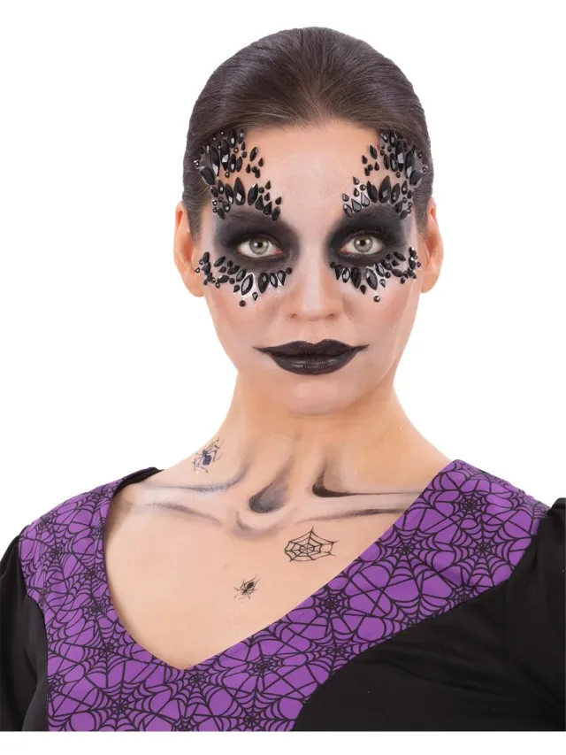 Smiffys Black Widow kit trucco Halloween ragno e gioielli