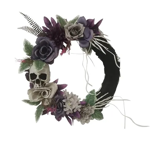 P'tit Clown corona porta Halloween 40 cm teschio nero