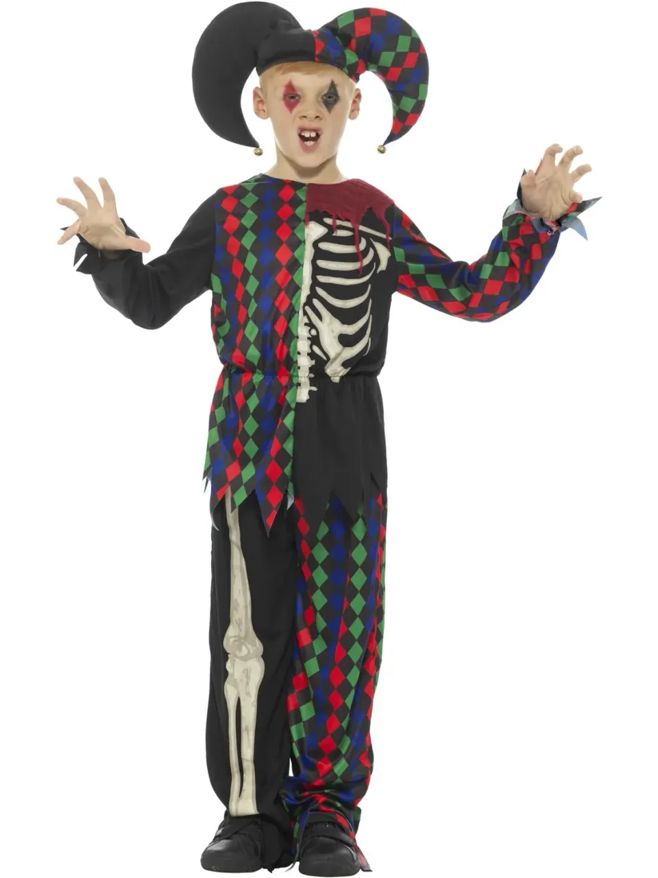 Smiffys Skeleton Jester costume giullare 10-12 anni scheletro