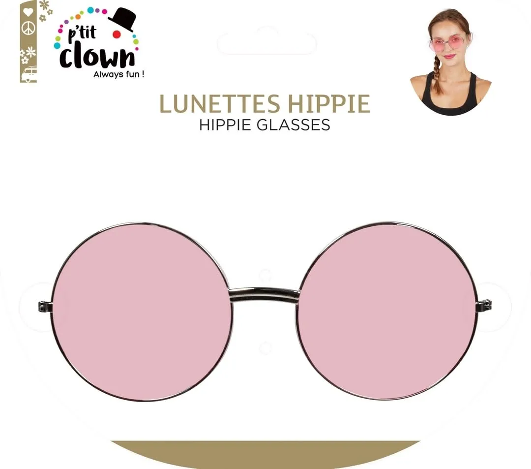 P'tit Clown Hippie occhiali tondi rosa metallizzati adulti
