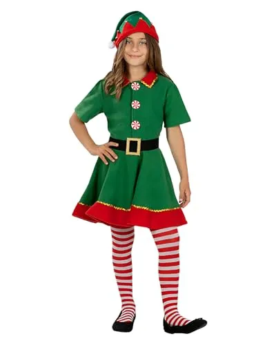 Funidelia Elfo collant bambina a righe rosso bianco Natale